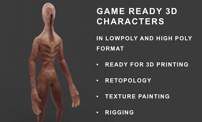 provide you low poly and detailed character 3d modeling