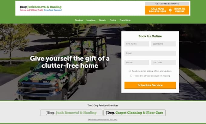 design a professional junk removal website for a strong online presence
