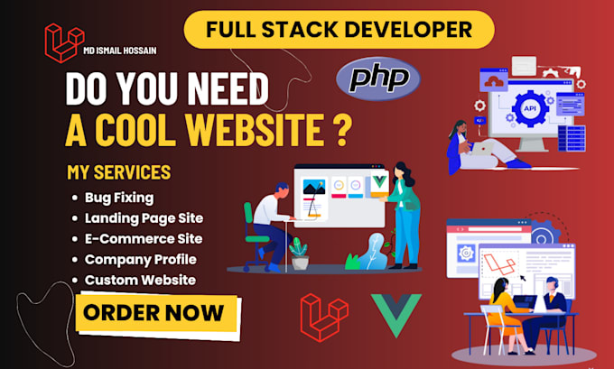 fix, customize and develop php laravel vue js websites