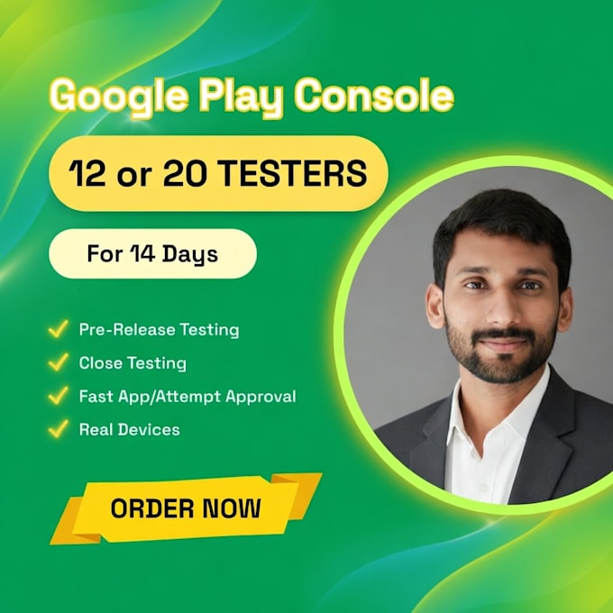 provide 12 testers for google play store closed testing for 14 days