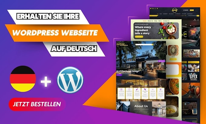 build wordpress webseite in german or english