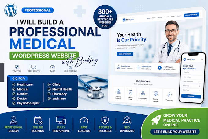 build a professional medical wordpress website with booking