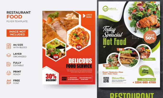 I will design food flyer, restaurant menu, cafe, bar menu digital screen or menu board