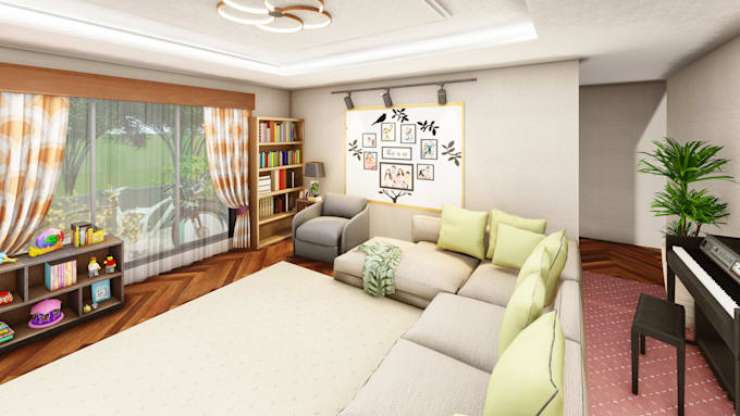 remodel or redesign the bedroom, living room interiors in 3d