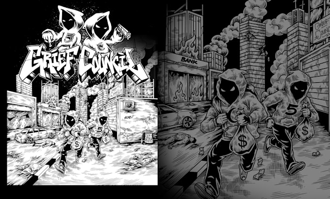 create dark art logo for hardcore band, graffiti artwork