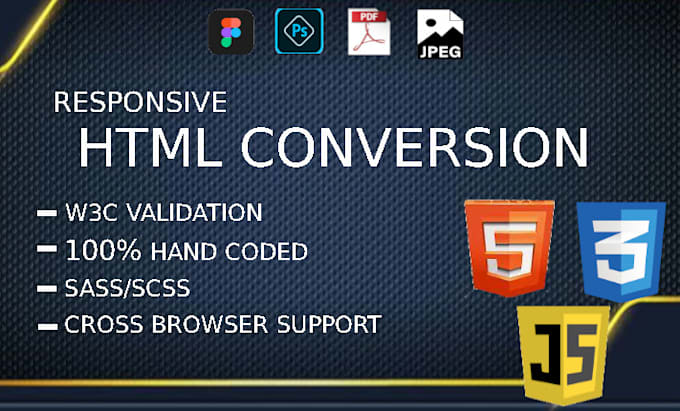 covert figma to html, psd to html, jpeg to html