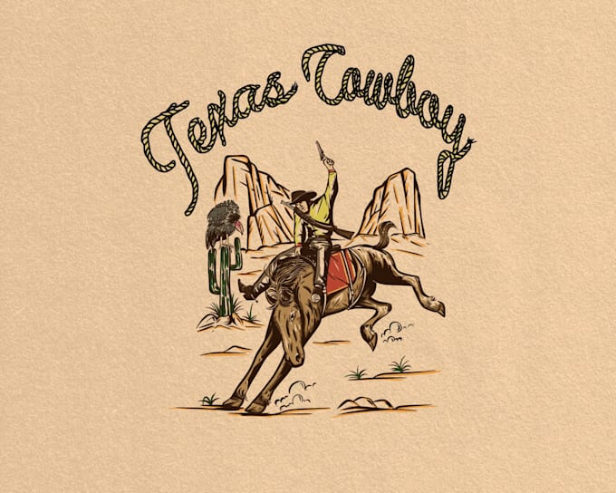 draw vintage western for logo and t shirts