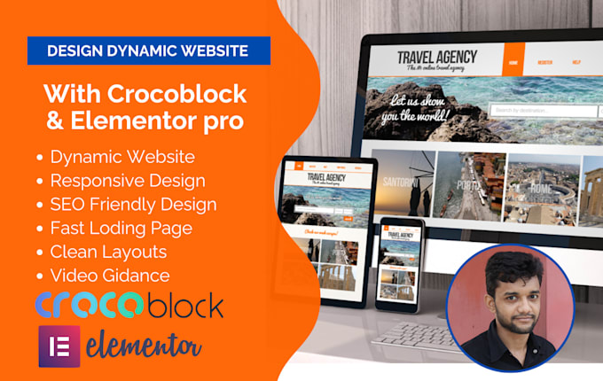 design wordpress website with crocoblock elementor or elementor pro