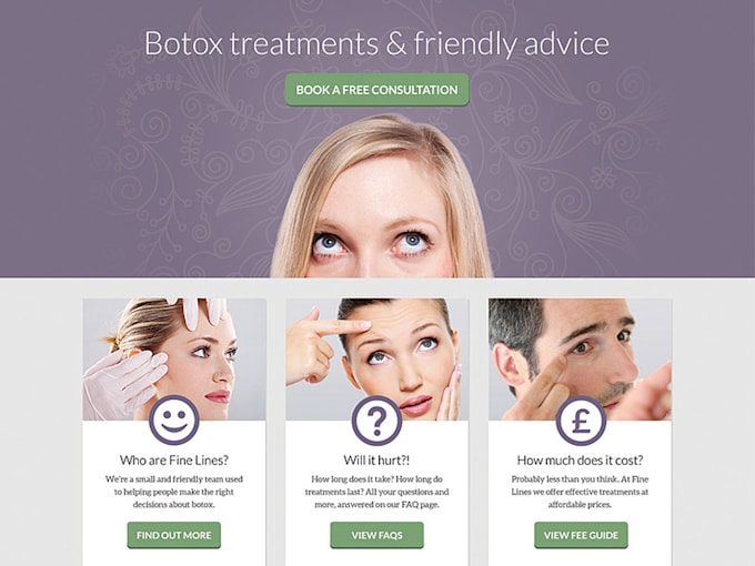 Design medical spa website, med spa, cosmetics, botox website