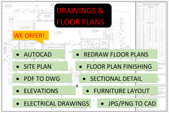I will make architectural, construction, drawings in autocad