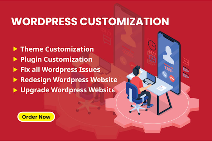 fix issues, customize, upgrade or redesign wordpress website