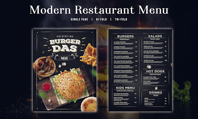 design an eyecatching modern restaurant menu and flyer