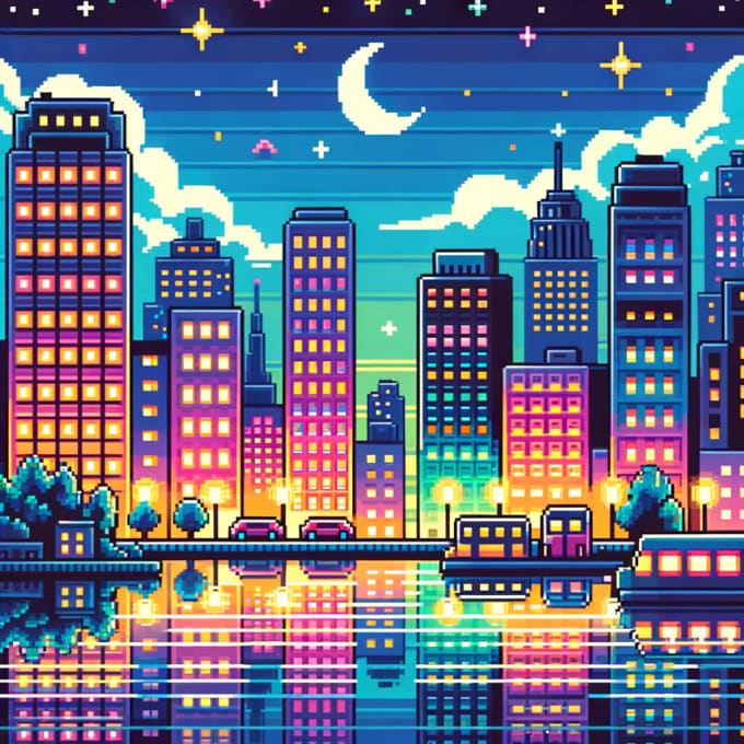 Draw unique pixel art background design by Maryamyasm | Fiverr