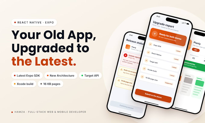 upgrade your expo or react native app to the latest version