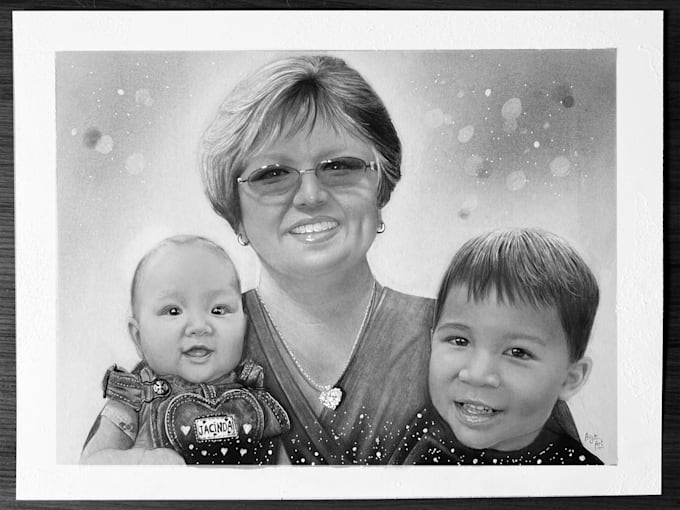draw realistic pencil portrait from 2 separate  photos
