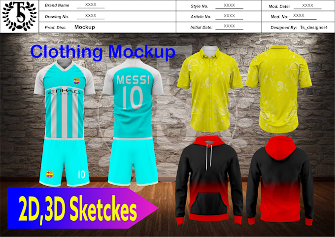 do 2d, 3d mockups and designs for your clothing brand