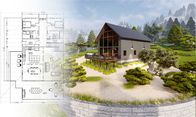 create floor plan, 3d model, blueprint for permits  rendering in chief architect