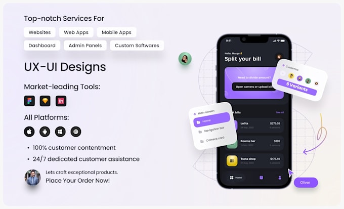 Do wireframe design, ui ux design for web and mobile app by Mdaud67 ...