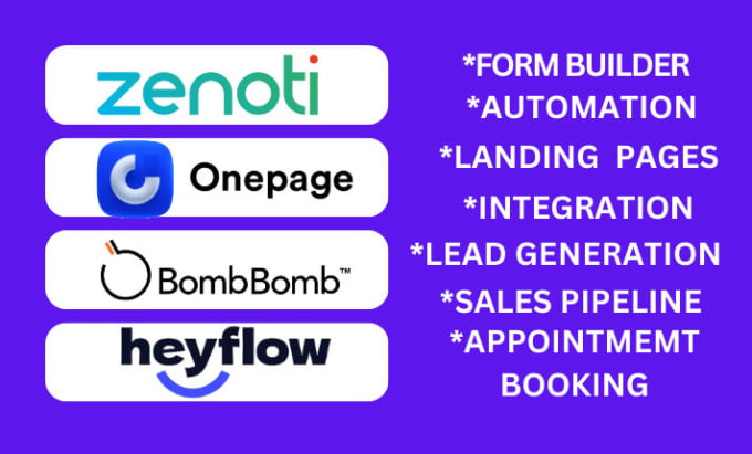 Setup zenoti form bombbomb emailautomation onepagecrm landingpages