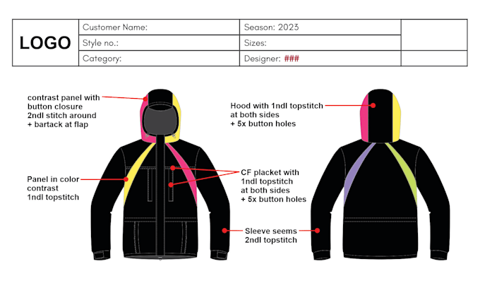 create clothing tech pack and fashion tech pack