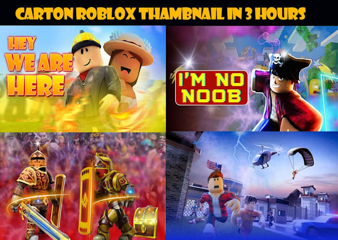 draw any style roblox thumbnail for cartoon gaming video in 3 hours