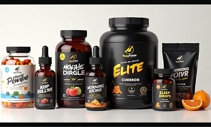 do supplements, cbd and packaging label design with 3d