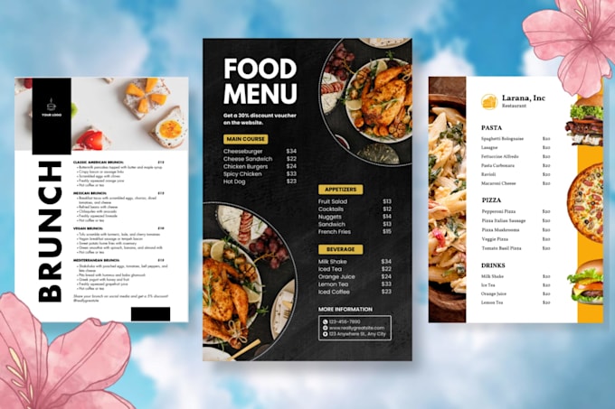 design restaurant and cafe menu within 12 hours efficiently