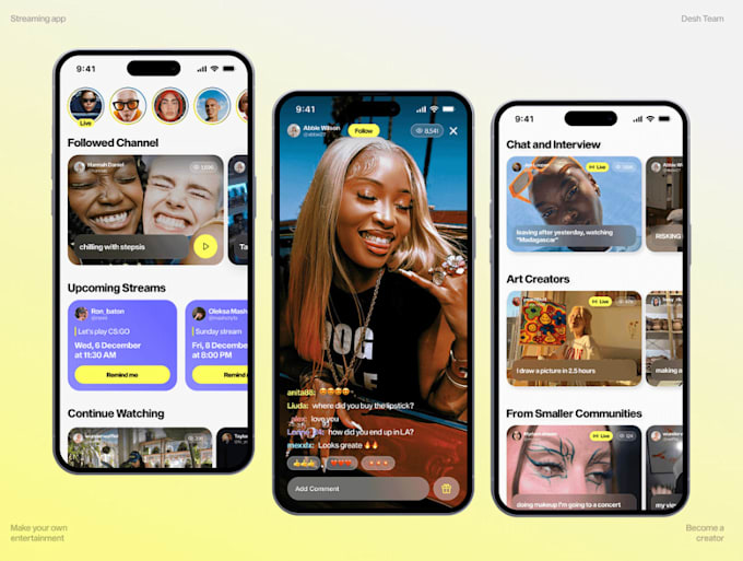 develop livestreaming app, music streaming, smart tv app, video streaming app