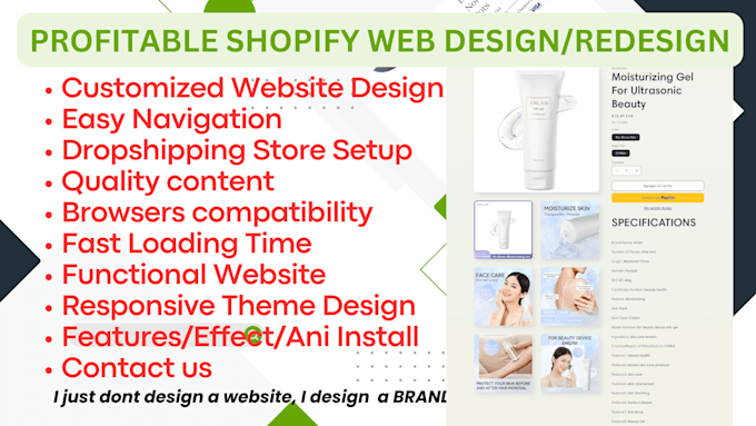 design shopify website, dropshipping store, shopify web development
