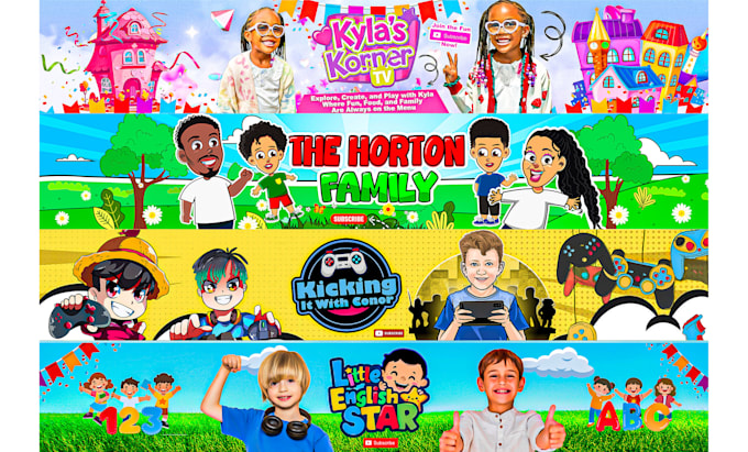 create banner and logo kids for youtube channel