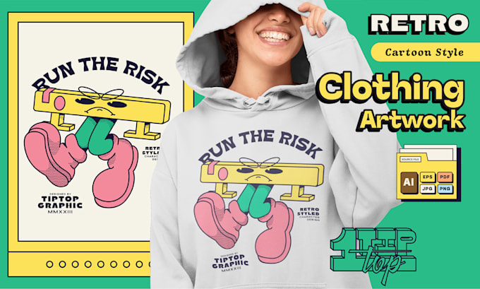 create retro graphic illustrations for a clothing brand
