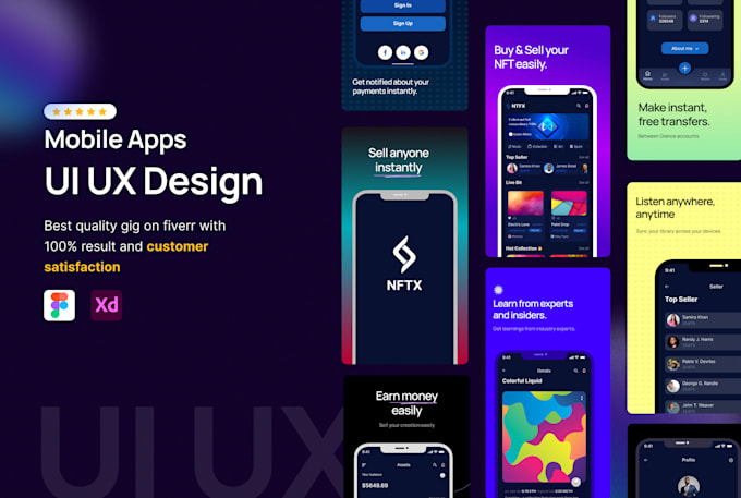 Do mobile app ui ux design, wireframe design figma prototype by ...