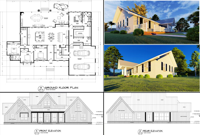 do autocad and revit architecture floor plans, elevations, and blueprints