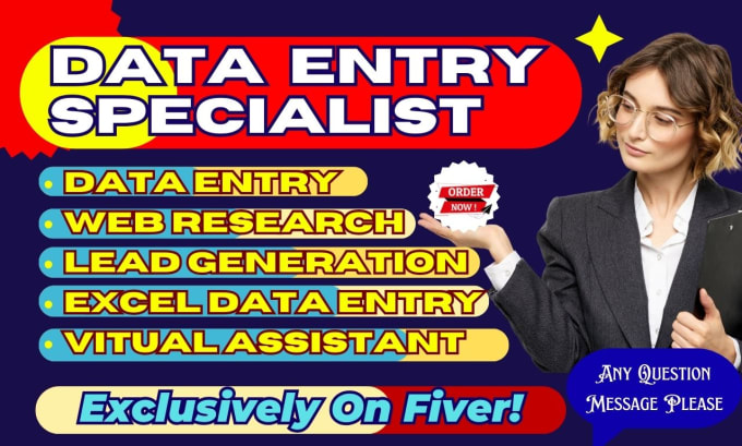 Do accurate data entry copy paste web research excel and va by ...