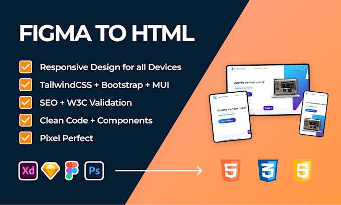 Convert figma to html and tailwind css by Mati_trento | Fiverr