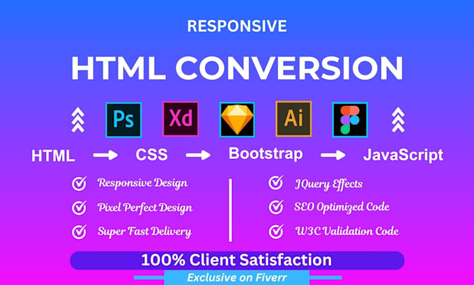 Convert psd to html figma to html xd to html css bootstrap 5 responsive ...