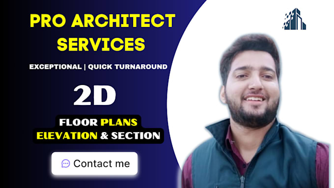 do a 2d floor plan with elevation and section
