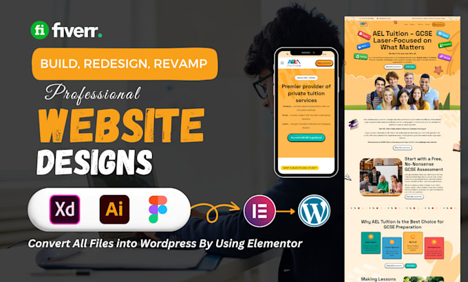 convert your figma, xd, or ai to wordpress portfolio website