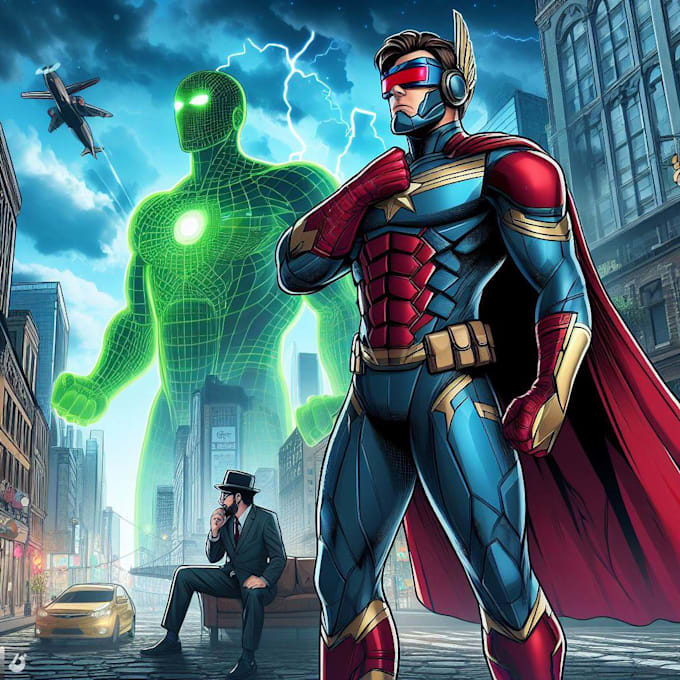 make dc marvel style superhero character for you