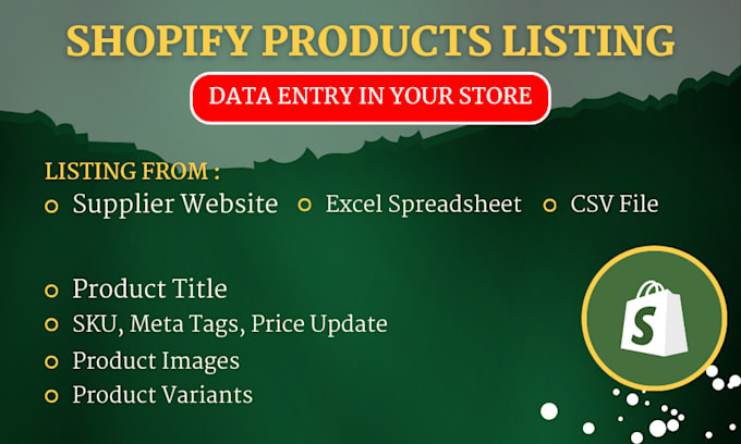 do shopify product listing or shopify data entry