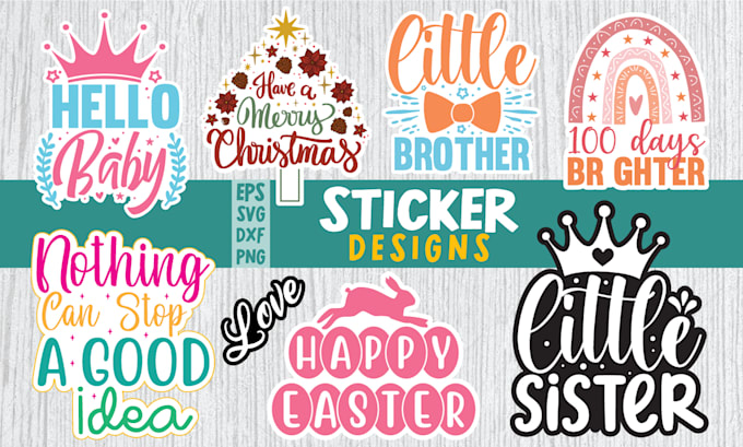 create typography sticker,family crest,round sticker and vintage designs