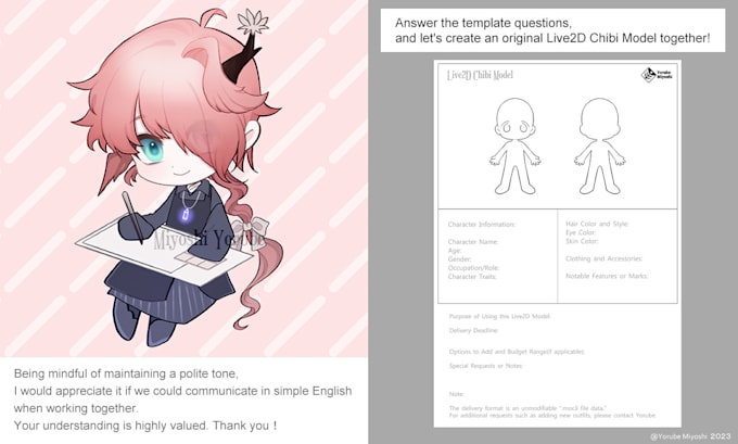 create a live2d model of your very cute chibi character