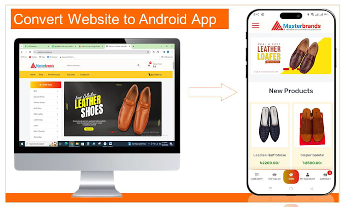 convert website to native android app with firebase push notification