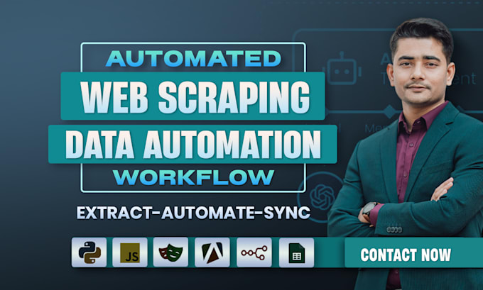 automate web scraping, data extraction, data automation and data workflows