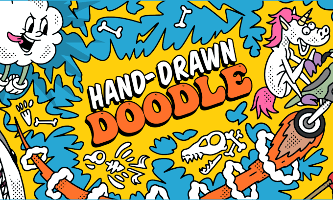 create collage of vector hand drawn doodles illustration