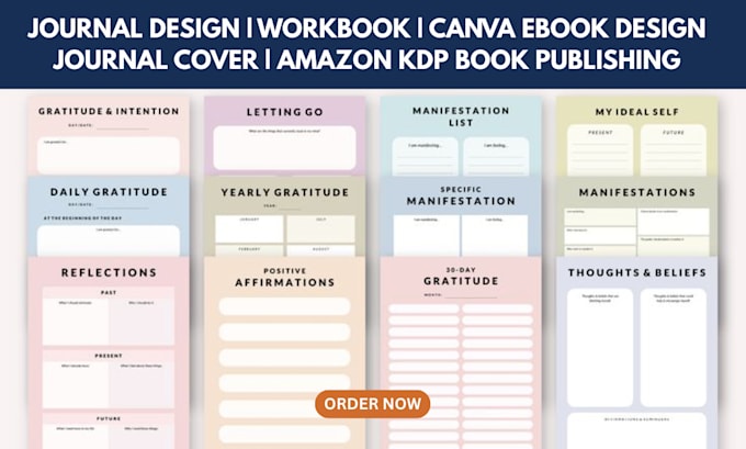 do canva ebook design journal design, gratitude journal, workbook for amazon KDP