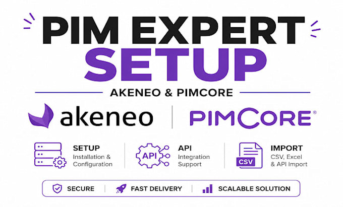 install and configure akeneo pimcore pim with API  and data import setup