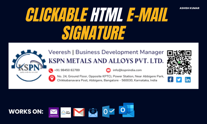 Design a clickable html email signature with the brand image by Indian