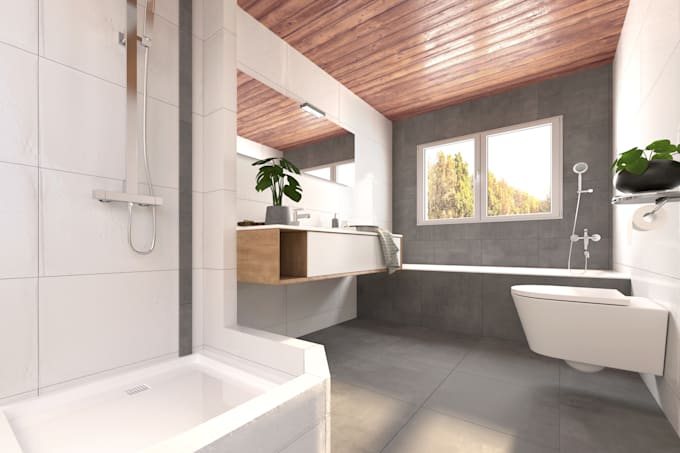 Do bathroom 3d interior design and rendering by Ls_architect | Fiverr