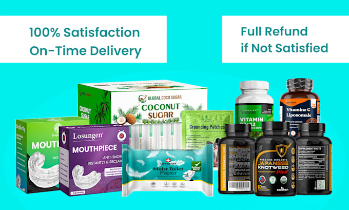 do product label and box packaging design with 3d mockup